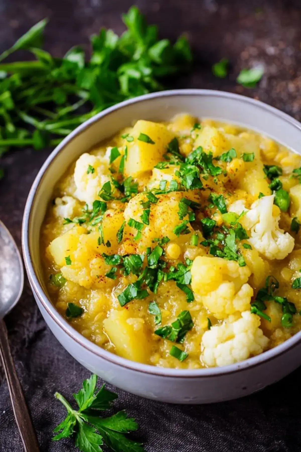 Blumenkohl Kartoffel Curry mit Linsen