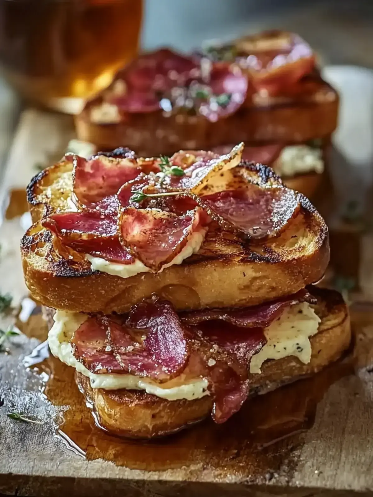 Bourbon-Made-Bacon gefüllter französischer Toast