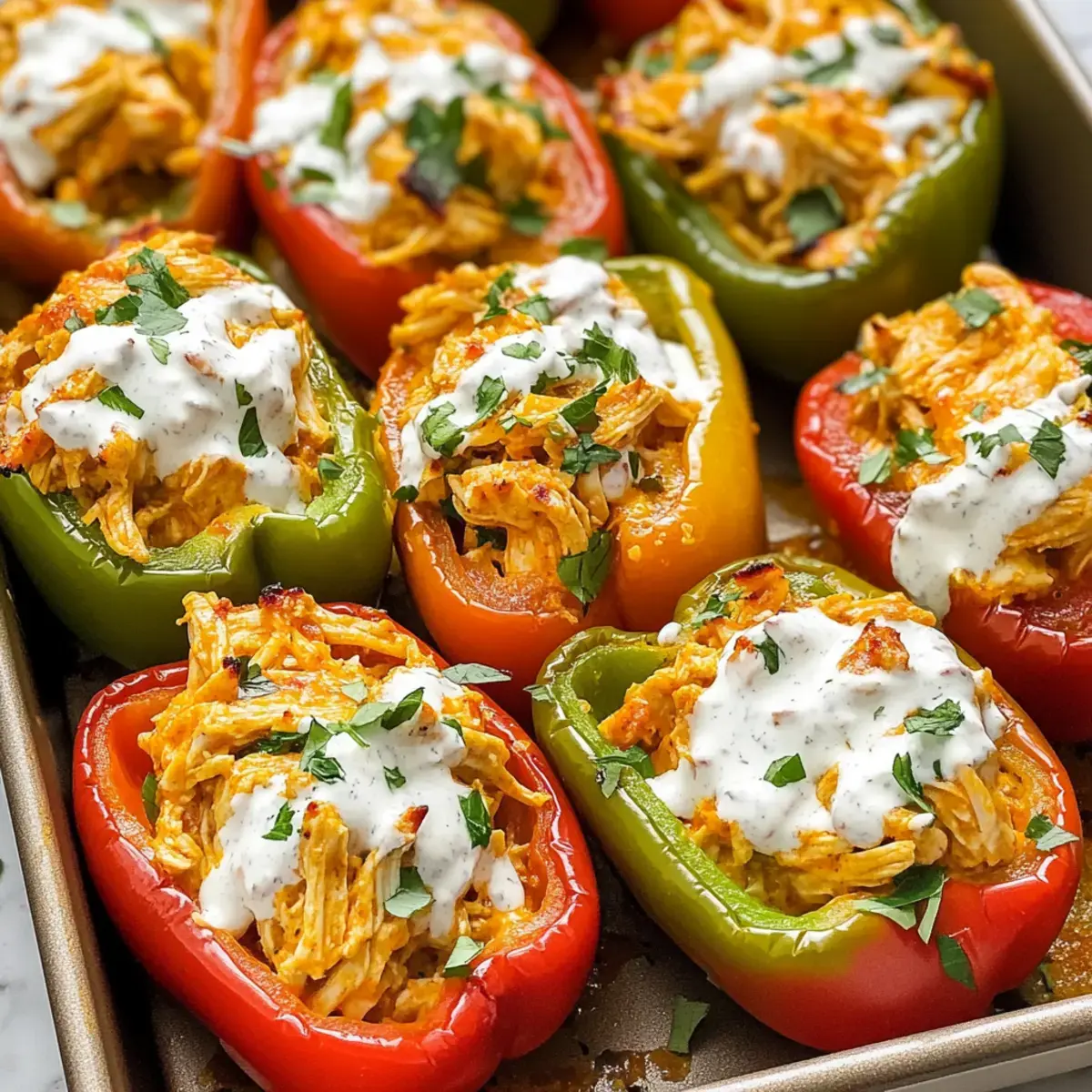 Buffalo-Hühnchen gefüllte Paprika