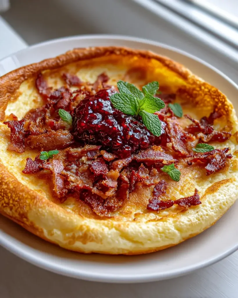 Bäckerpfannkuchen Rindfleischspeck Preiselbeermarmelade
