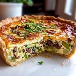 Frühlingshafte Bärlauch Quiche mit Rindfleisch