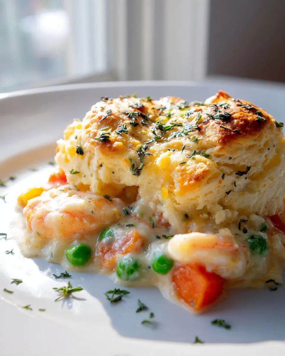 Cheesy Cheddar Bay Biscuit Seafood Pot Pie