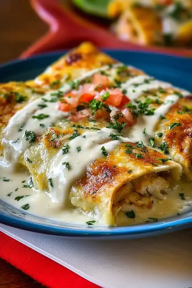 Chicken Enchiladas mit Sour Cream Sauce