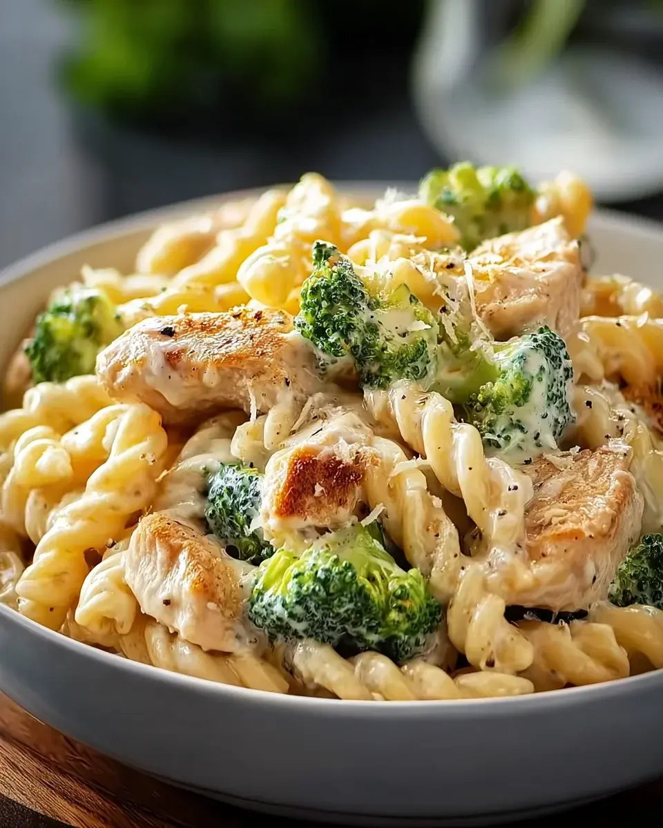 Cremige Hähnchen Brokkoli Pasta