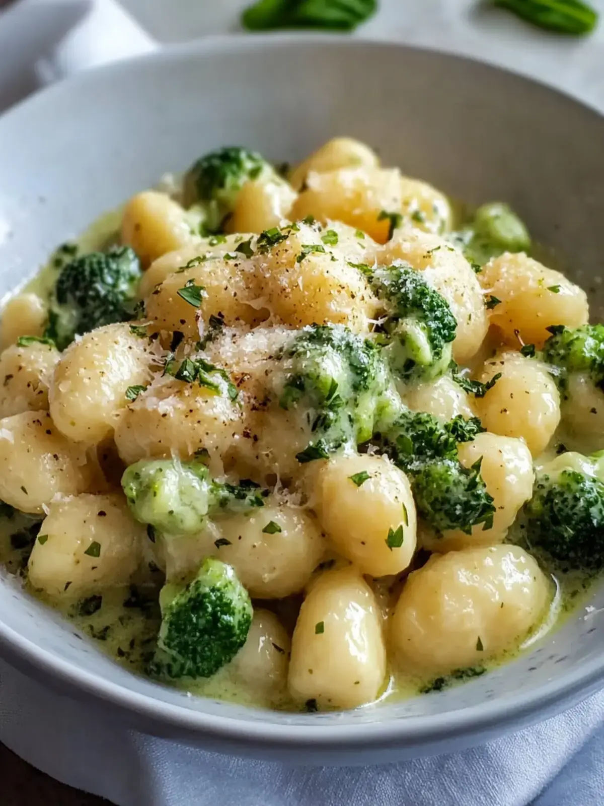 Cremige Hähnchen und Brokkoli Gnocchi