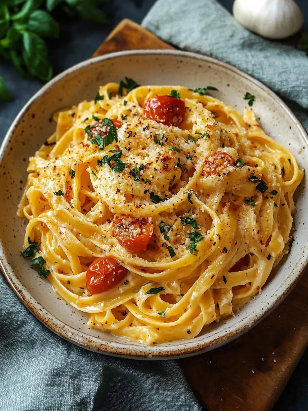 Cremige Knoblauch-Garnelen-Pasta