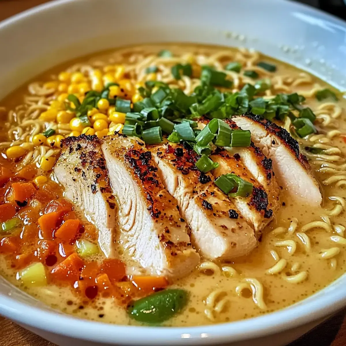 Cremige Knoblauch Hühnchen Ramen