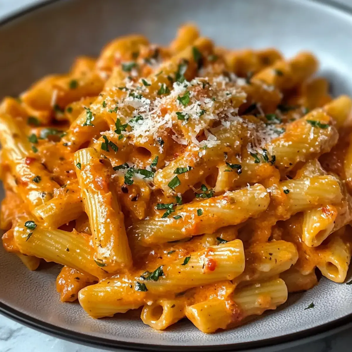 Cremige Tomaten-Knoblauch-Pasta
