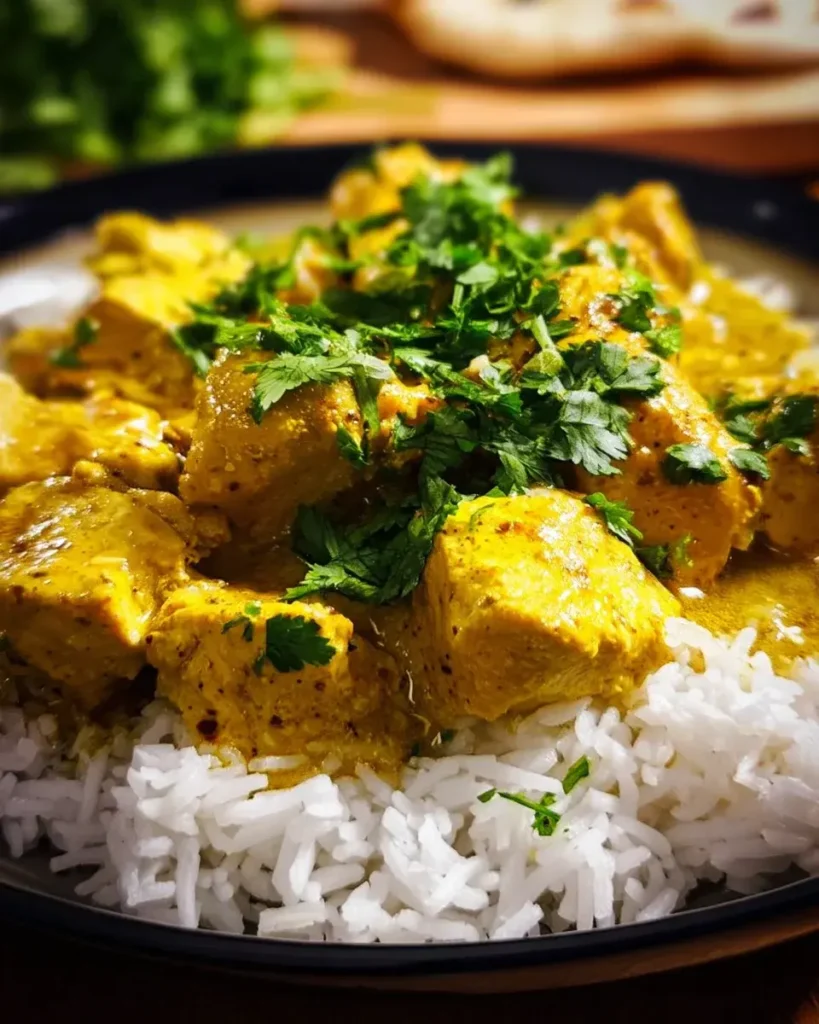 Cremiges Hähnchen Curry mit Kokosmilch und Reis
