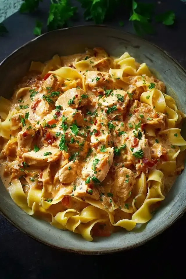 Cremiges Hähnchenragout mit Bandnudeln Rezept 4 Cremiges Hähnchenragout mit Bandnudeln
