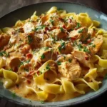 Cremiges Hyhnchenragout mit Bandnudeln 4