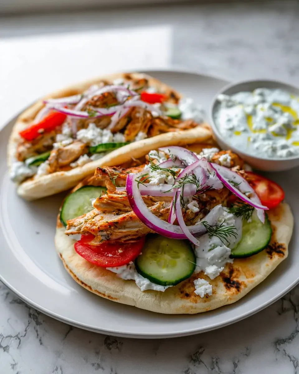 Crockpot Griechische Hähnchen-Pitas