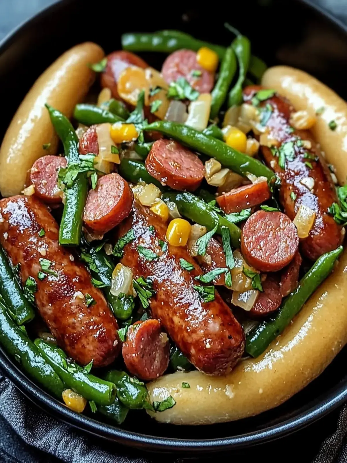 Crockpot Kielbasa Grüne Bohnen