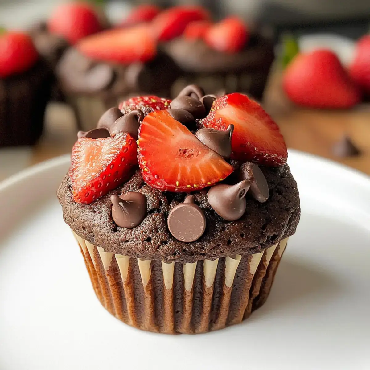 Doppelte Schokoladen Erdbeermuffins