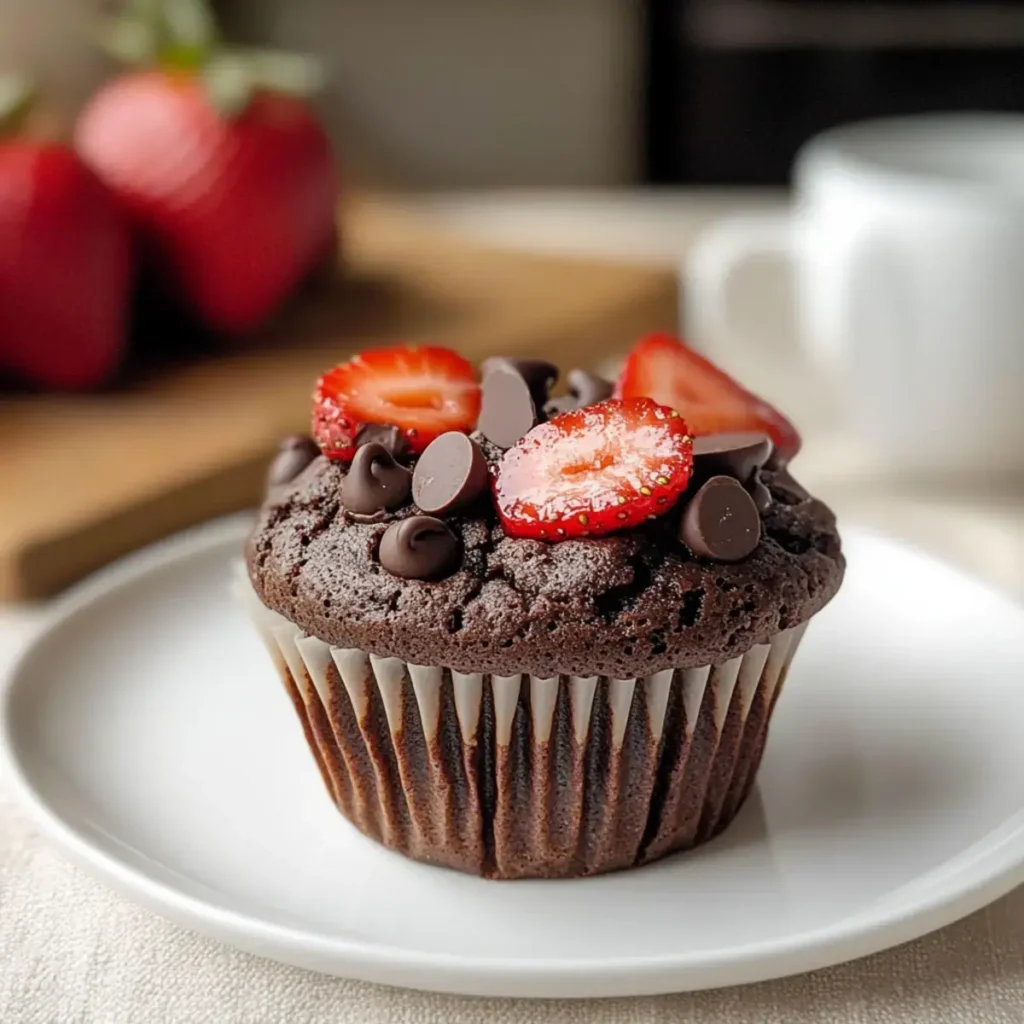 Doppelte Schokoladen Erdbeermuffins