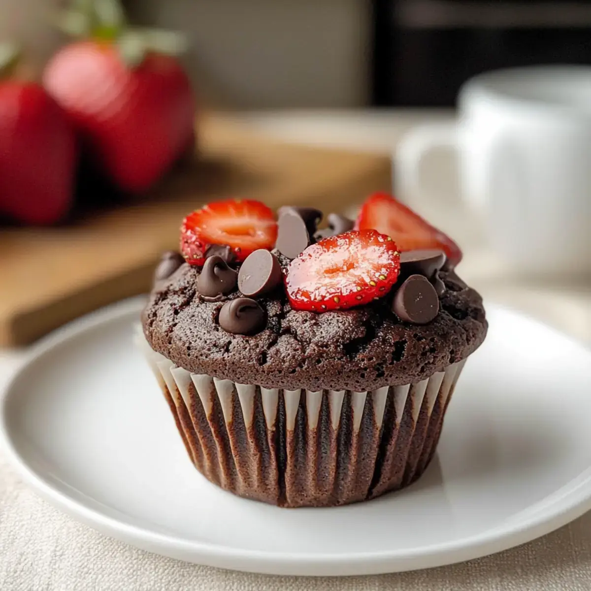 Doppelte Schokoladen Erdbeermuffins
