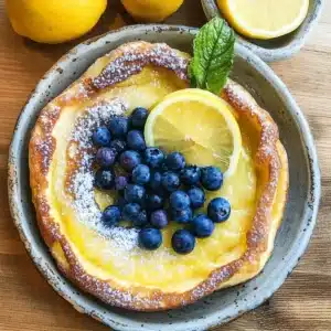 Dutch Babies mit Zitronencreme und Heidelbeeren