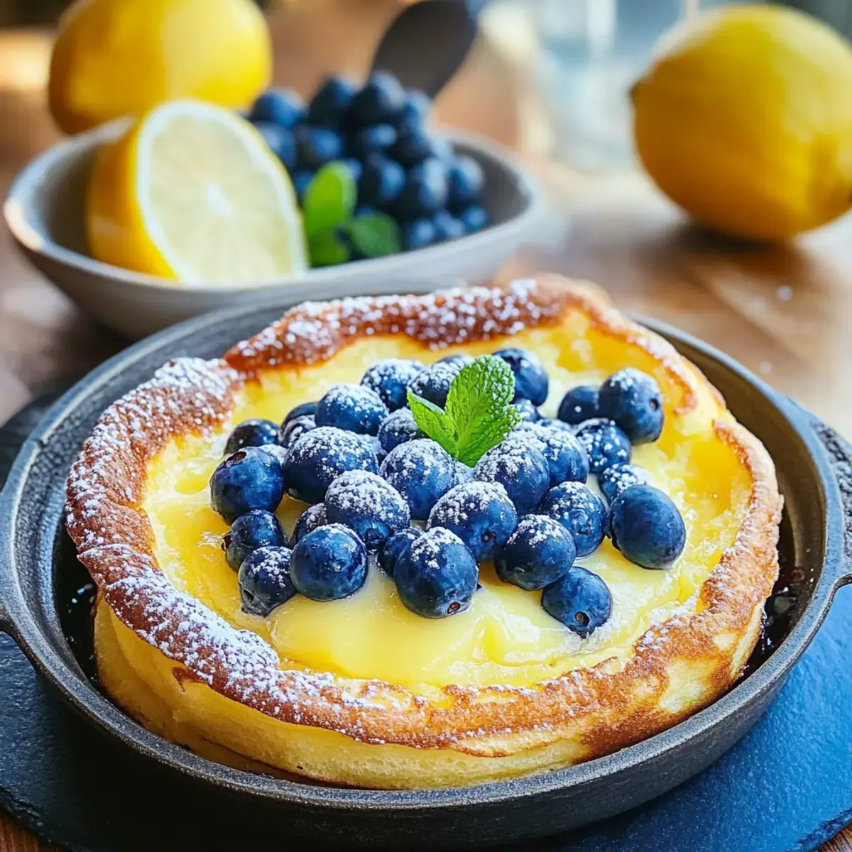 Dutch Babies mit Zitronencreme und Heidelbeeren