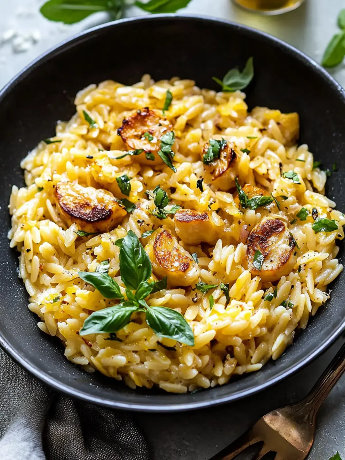 Ein-Pfanne-Cremiger-Mais-Orzo mit Garnelen