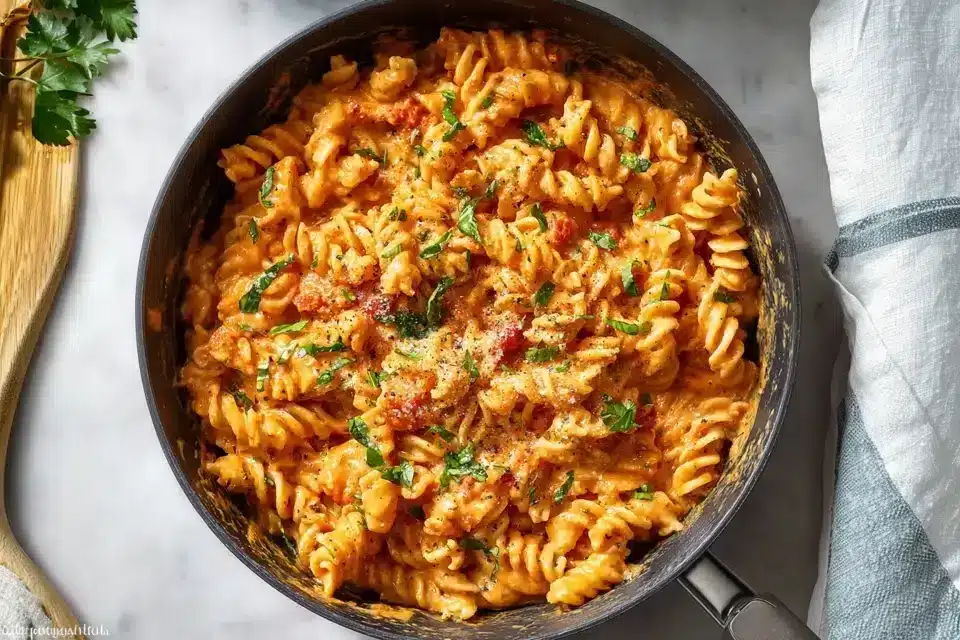 Ein Topf cremige Tomatennudeln 30 Minuten