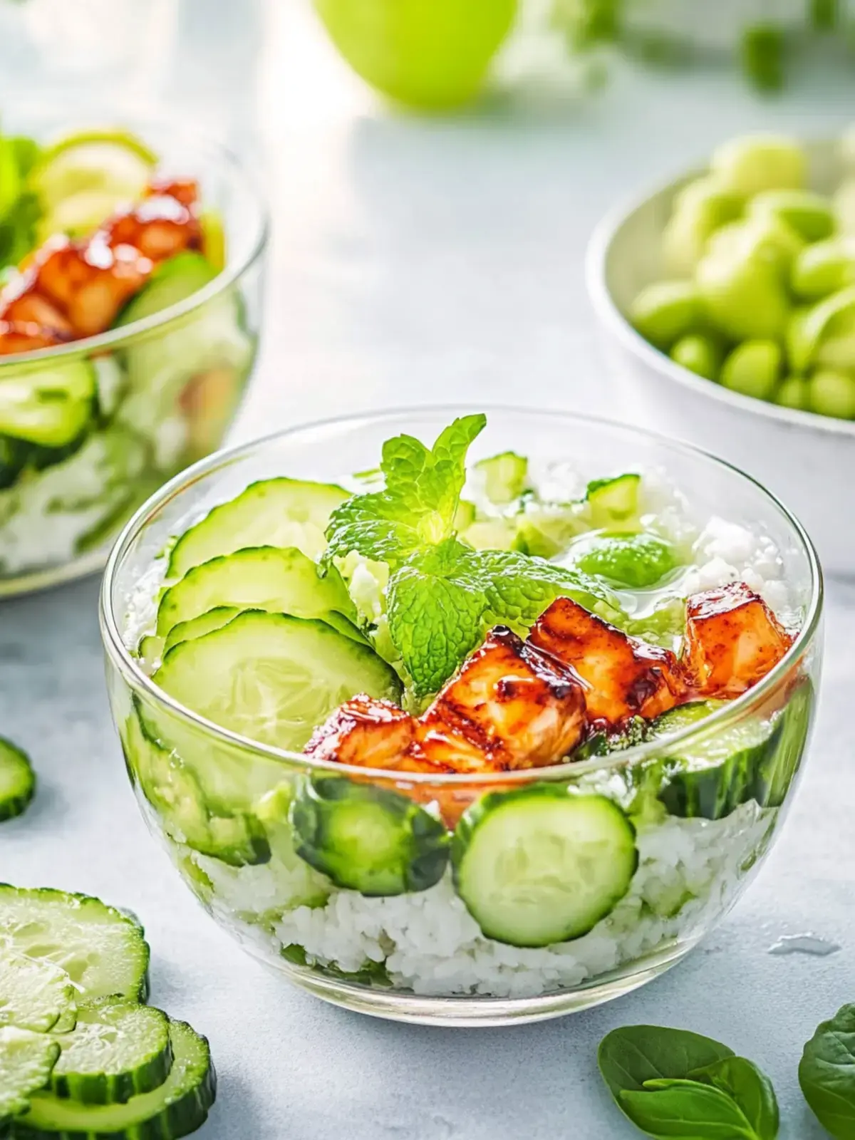 Einfache Teriyaki Lachs Schüsseln