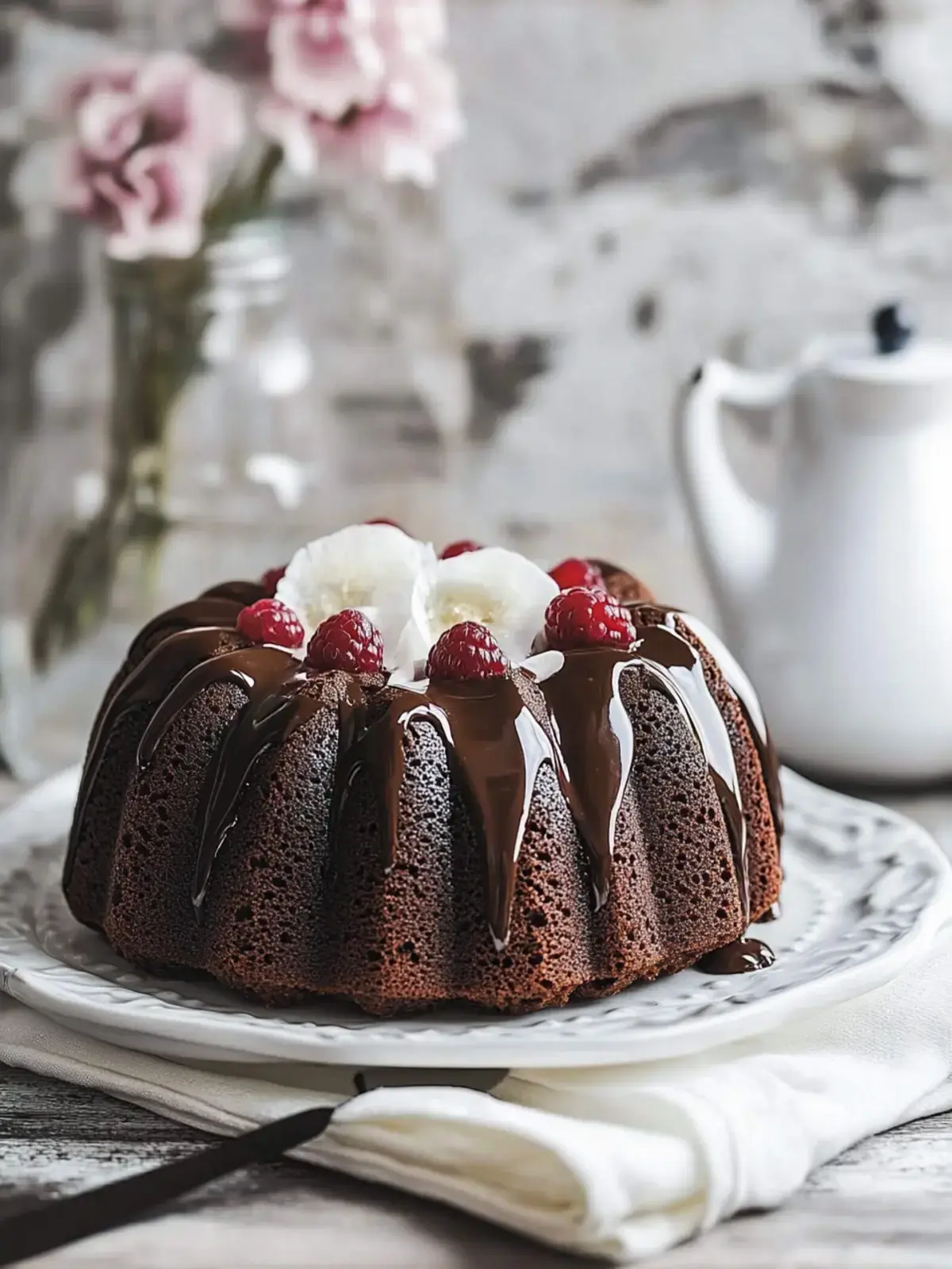 Einfache eierlose Schokoladen-Bundt-Torte