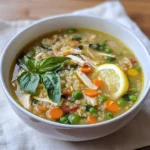 Einfaches Zitronenhühnchen-Suppe mit Frühlingsgemüse