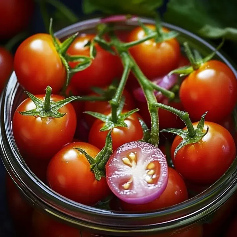 Eingelegte Kirschtomaten rote Zwiebeln Gurken