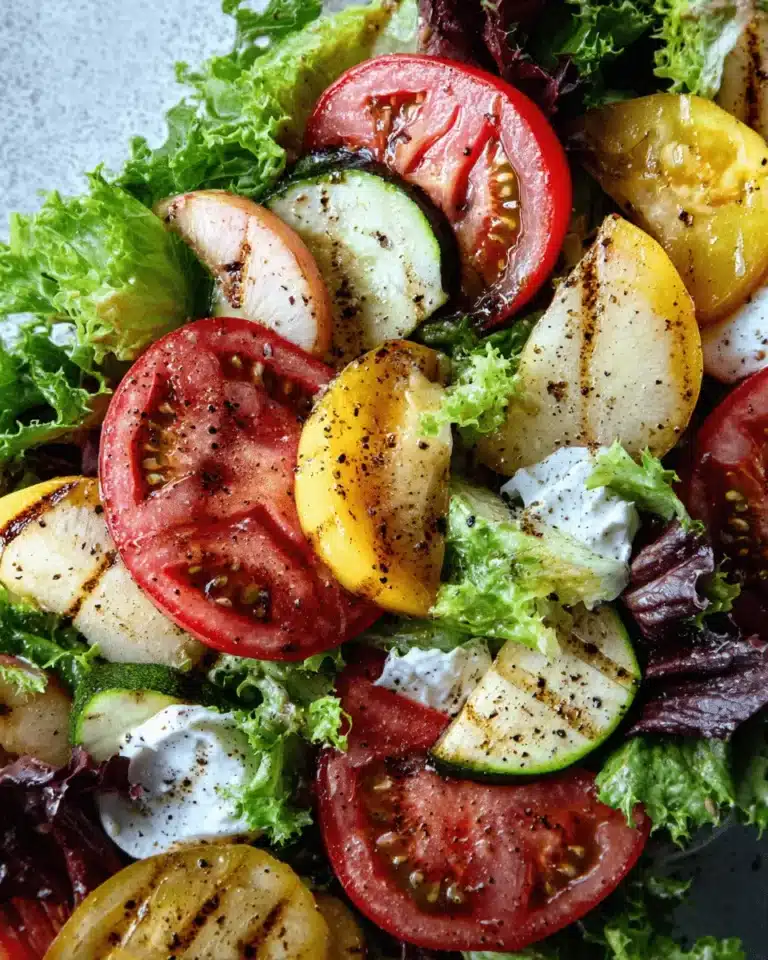 Erbstück Tomaten Zucchini Pflaumen Salat Burrata