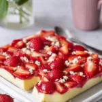 Erdbeer Vanillepudding Blechkuchen