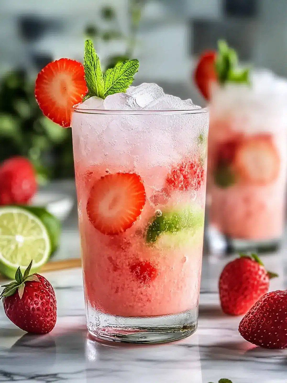 Erfrischende Brasilianische Limade mit Erdbeeren