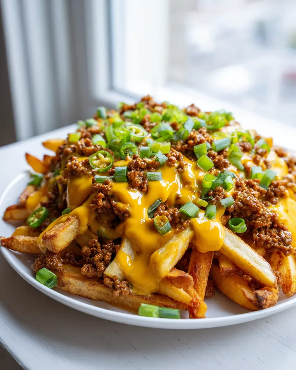 French Fry Nachos Rindfleisch Käsesauce