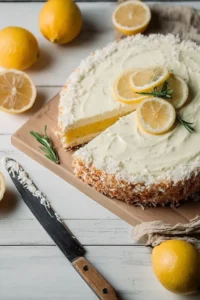 Frische Zitronen Kokos Torte (No-Bake)
