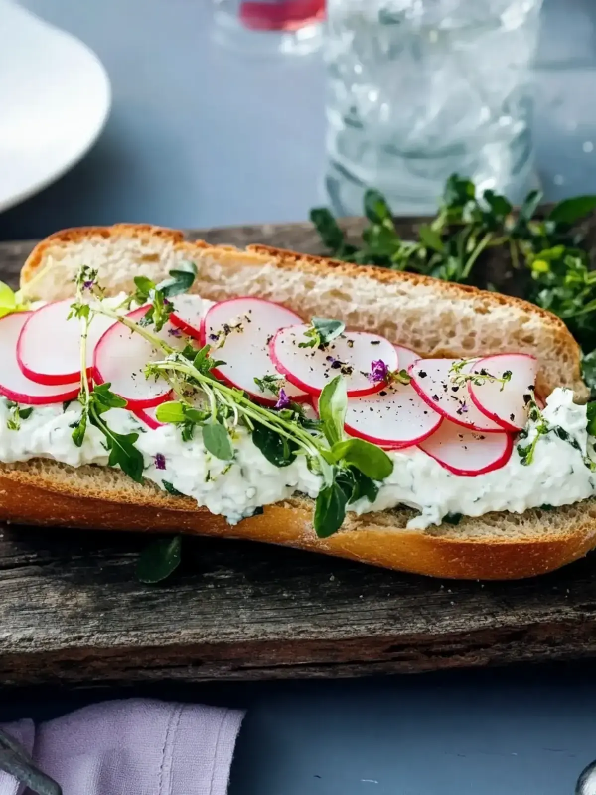 Leckeres Frischkäse-Sandwich mit Radieschen und Kresse 4 Frischkäse-Sandwich mit Radieschen und Kresse