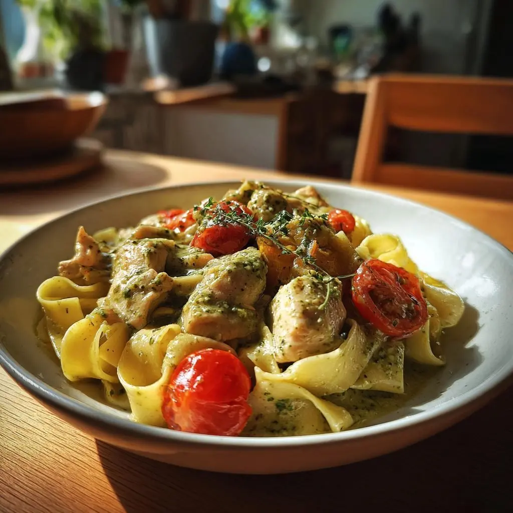 Fryhlings Hyhnchenragout Byrlauchpesto