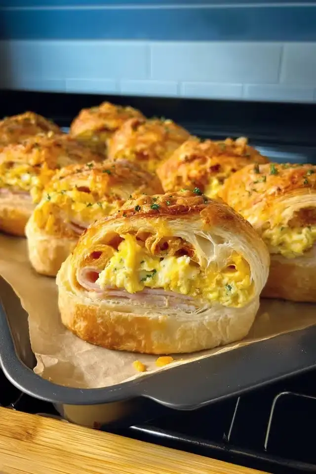 Frühstücksrollen mit Rührei Käse Putenstreifen