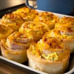Frühstücksrollen mit Rührei Käse Putenstreifen