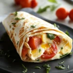 Frühstückswrap mit Ei Käse und Tomaten