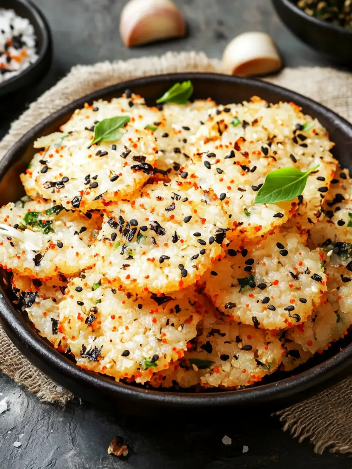 Gebackene Reiskuchen mit Furikake