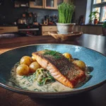 Gebratenes Lachsfilet Rahmwirsing Kartoffeln