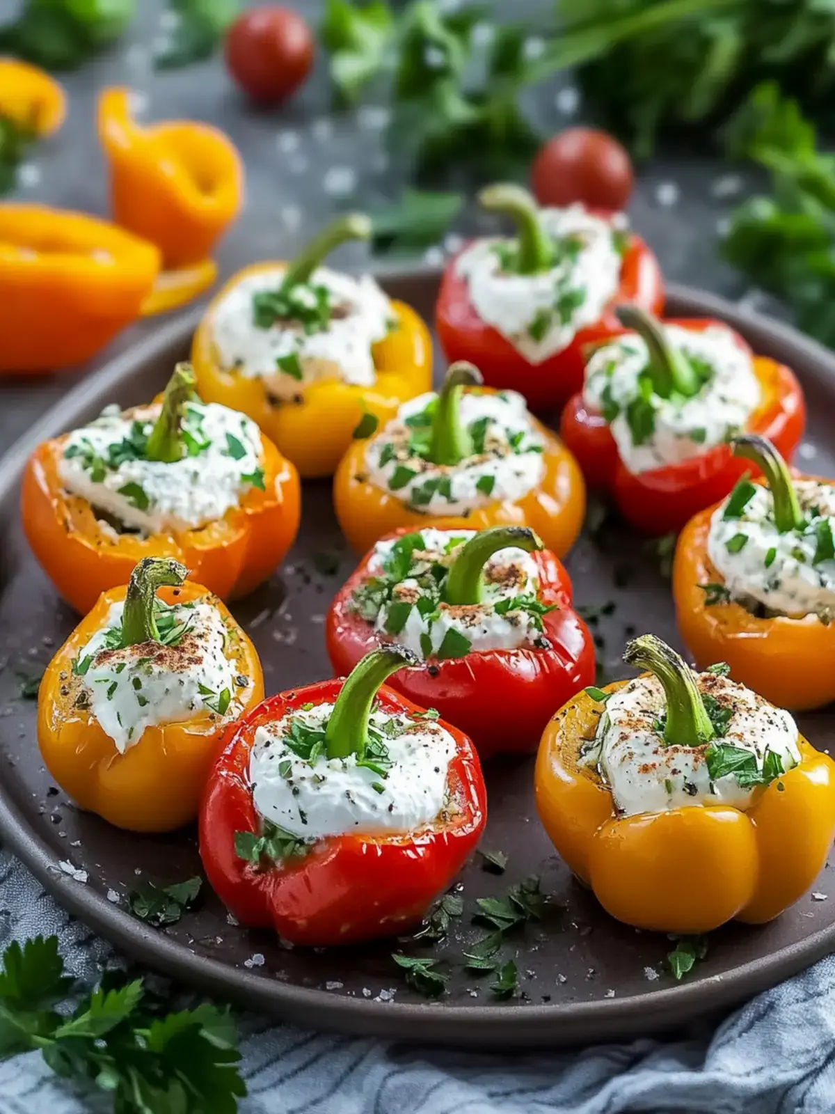 Gefyllte Mini Paprika mit Frischkyse und Kryutern