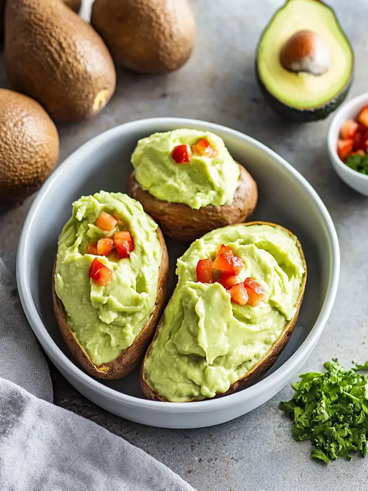 Gefüllte Süßkartoffeln mit Avocado-Creme