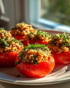 Herzhafte gefüllte Tomaten mit Rind und Kräutern