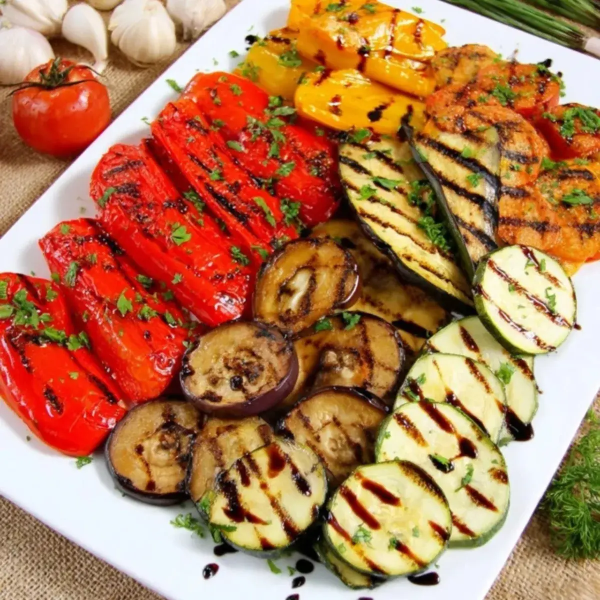 Gegrillte Gemyseplatte mit Balsamico Glasur