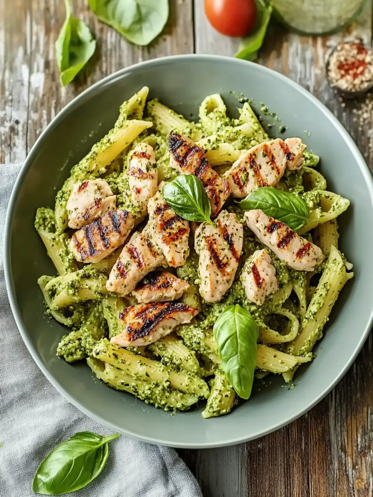 Gegrillte Hyhnchen Pesto Pasta