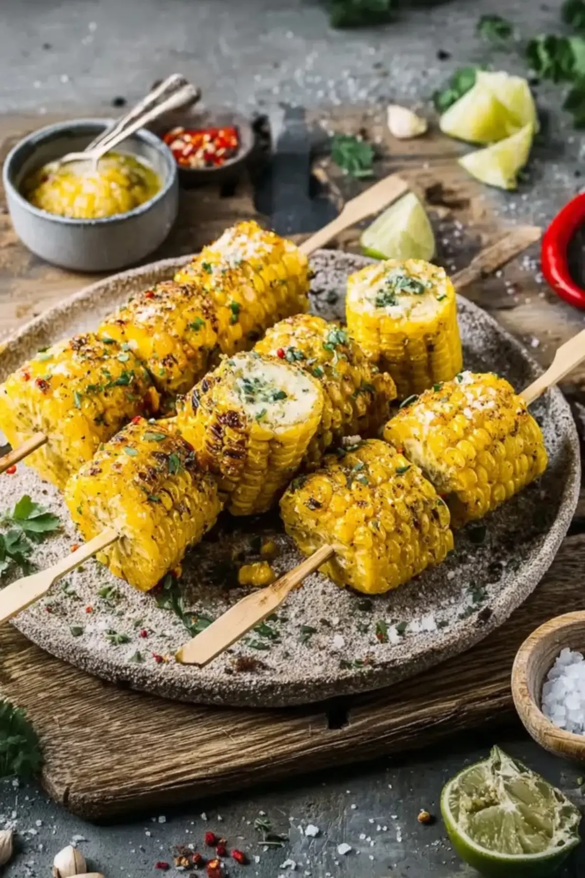 Gegrillte Maiskolben mit Kräuterbutter