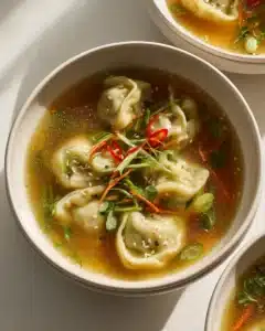 Gemüse-Dumpling-Suppe mit Sesam-Brühe