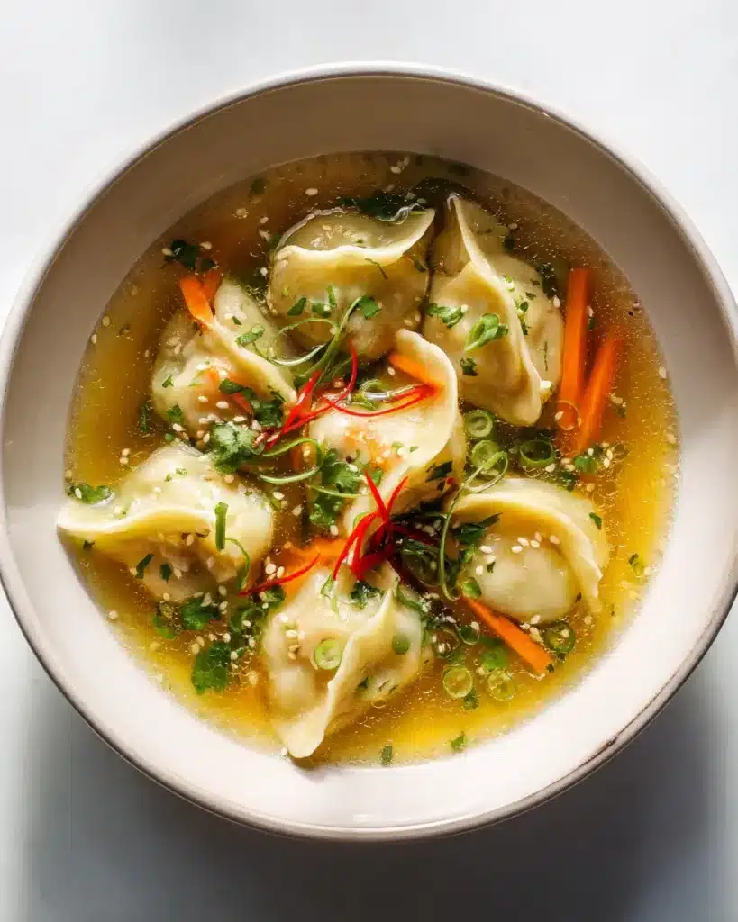 Gemüse-Dumpling-Suppe mit Sesam-Brühe