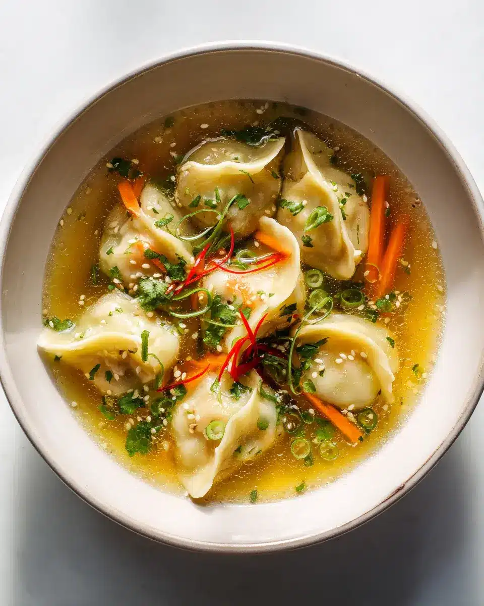 Gemüse-Dumpling-Suppe mit Sesam-Brühe