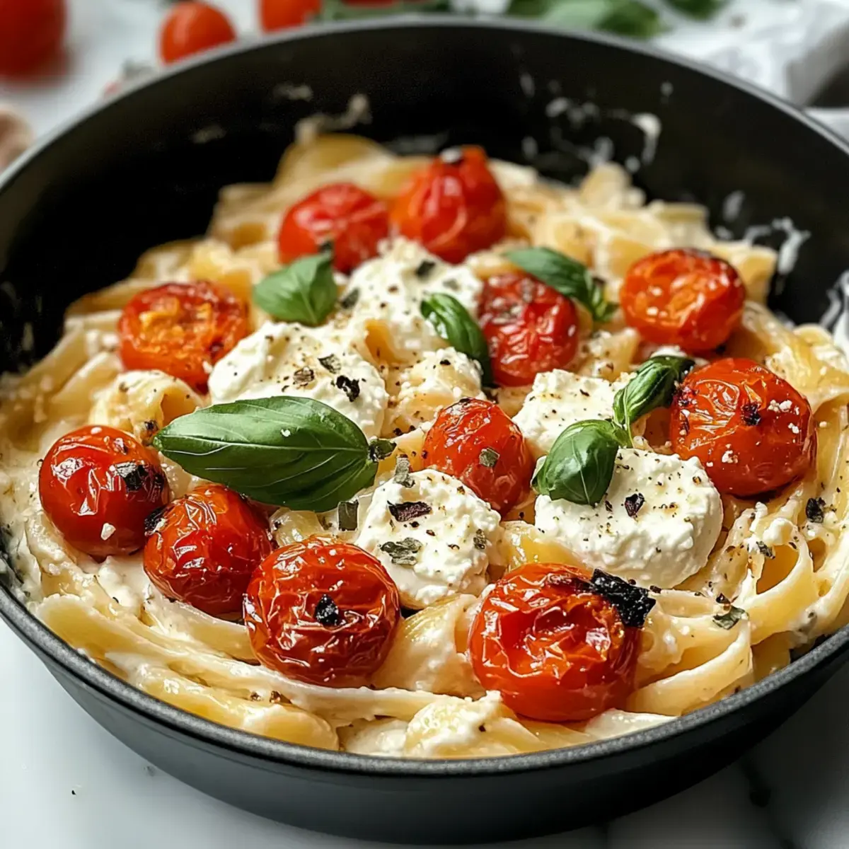 Geröstete Tomaten Knoblauch Ricotta Pasta